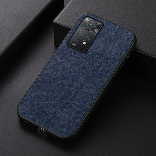 Soft Luxury Leather Snap On Case Cover B07H for Xiaomi Redmi Note 11 Pro 4G Blue