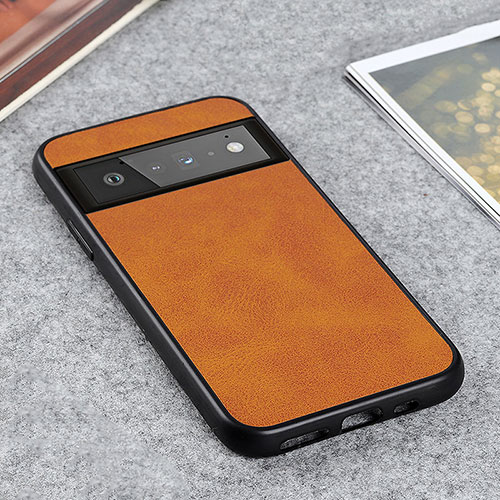 Soft Luxury Leather Snap On Case Cover B08H for Google Pixel 6 Pro 5G Brown