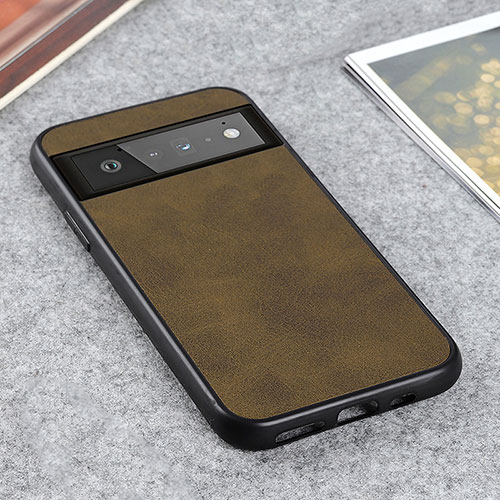 Soft Luxury Leather Snap On Case Cover B08H for Google Pixel 6 Pro 5G Green