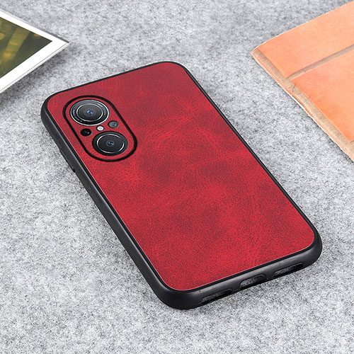 Soft Luxury Leather Snap On Case Cover B08H for Huawei Honor 50 SE 5G Red