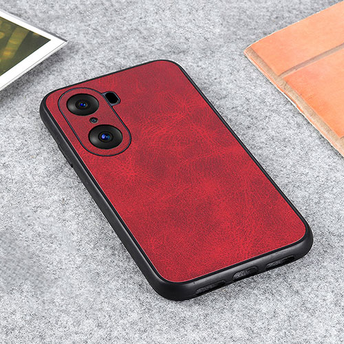 Soft Luxury Leather Snap On Case Cover B08H for Huawei Honor 60 5G Red