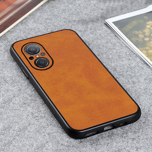 Soft Luxury Leather Snap On Case Cover B08H for Huawei Nova 9 SE Brown