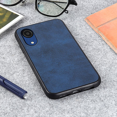 Soft Luxury Leather Snap On Case Cover B08H for Samsung Galaxy A03 Core Blue