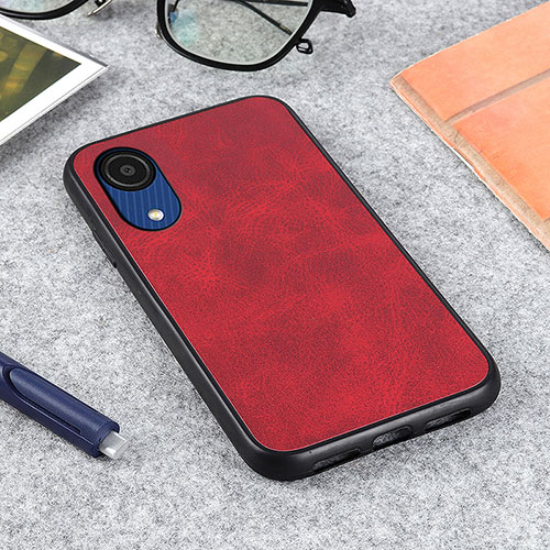 Soft Luxury Leather Snap On Case Cover B08H for Samsung Galaxy A03 Core Red