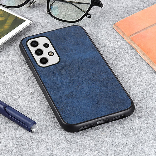 Soft Luxury Leather Snap On Case Cover B08H for Samsung Galaxy A23 4G Blue