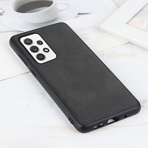 Soft Luxury Leather Snap On Case Cover B08H for Samsung Galaxy A52s 5G Black