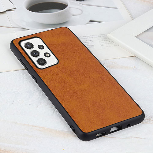 Soft Luxury Leather Snap On Case Cover B08H for Samsung Galaxy A52s 5G Brown