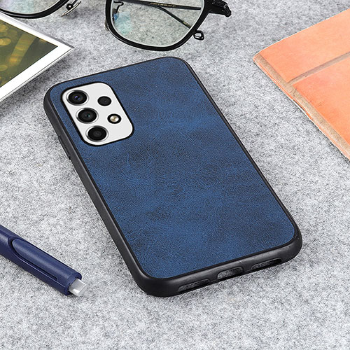 Soft Luxury Leather Snap On Case Cover B08H for Samsung Galaxy A53 5G Blue