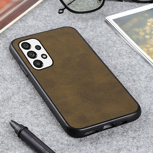 Soft Luxury Leather Snap On Case Cover B08H for Samsung Galaxy A73 5G Green