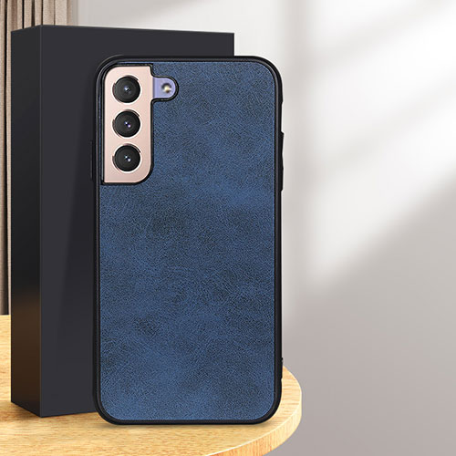 Soft Luxury Leather Snap On Case Cover B08H for Samsung Galaxy S24 Plus 5G Blue