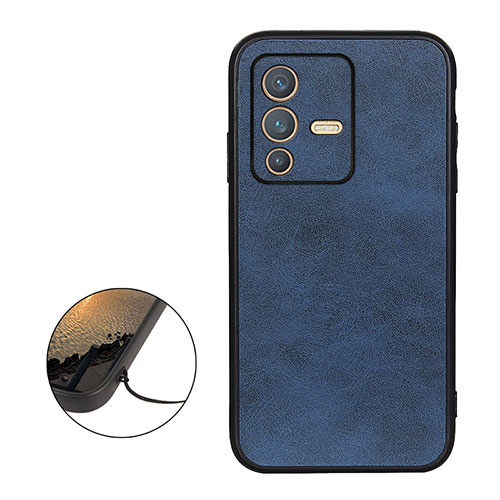 Soft Luxury Leather Snap On Case Cover B08H for Vivo V23 5G Blue