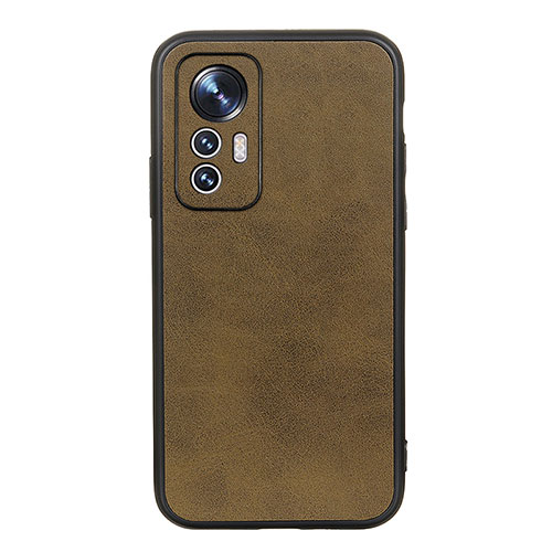 Soft Luxury Leather Snap On Case Cover B08H for Xiaomi Mi 12X 5G Light Brown