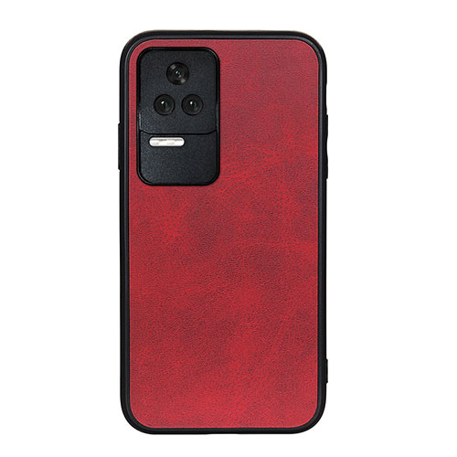 Soft Luxury Leather Snap On Case Cover B08H for Xiaomi Poco F4 5G Red