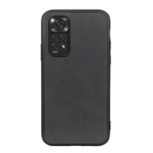 Soft Luxury Leather Snap On Case Cover B08H for Xiaomi Redmi Note 11 4G (2022) Black
