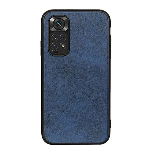 Soft Luxury Leather Snap On Case Cover B08H for Xiaomi Redmi Note 11 4G (2022) Blue