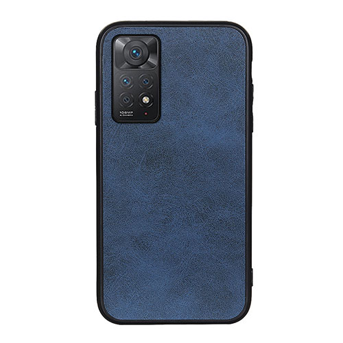 Soft Luxury Leather Snap On Case Cover B08H for Xiaomi Redmi Note 11 Pro 4G Blue