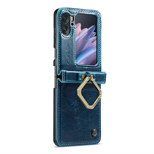 Soft Luxury Leather Snap On Case Cover C01S for Oppo Find N2 Flip 5G Blue
