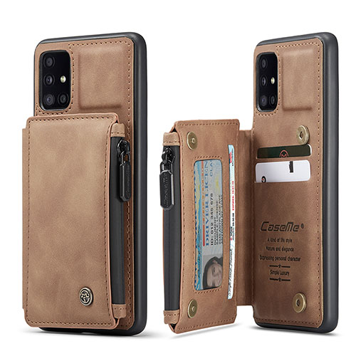 Soft Luxury Leather Snap On Case Cover C01S for Samsung Galaxy A51 4G Light Brown