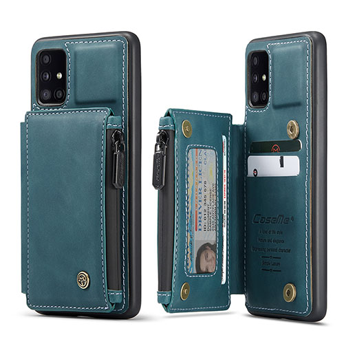 Soft Luxury Leather Snap On Case Cover C01S for Samsung Galaxy A51 5G Blue