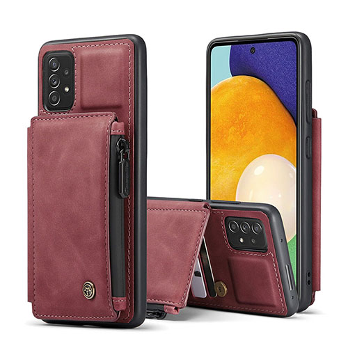 Soft Luxury Leather Snap On Case Cover C01S for Samsung Galaxy A52 5G Red