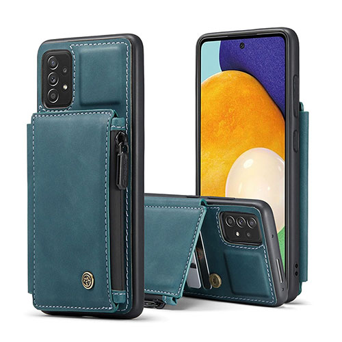 Soft Luxury Leather Snap On Case Cover C01S for Samsung Galaxy A52s 5G Blue