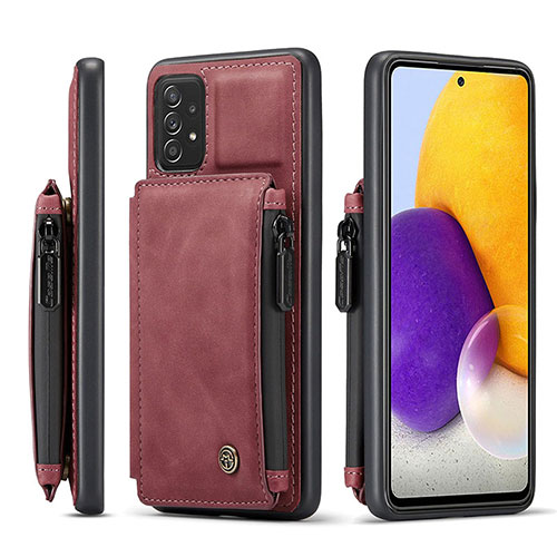 Soft Luxury Leather Snap On Case Cover C01S for Samsung Galaxy A72 4G Red