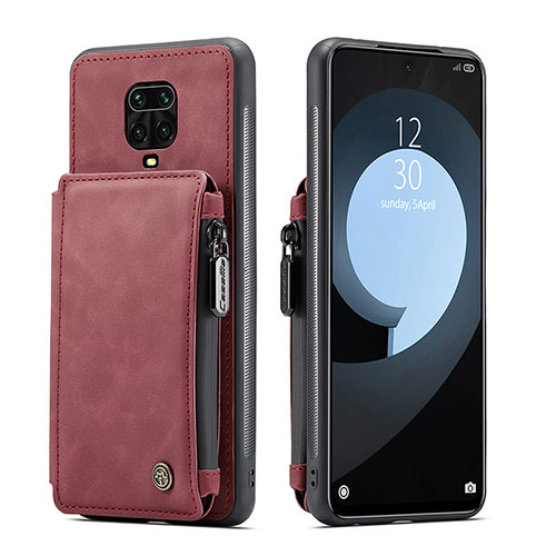 Soft Luxury Leather Snap On Case Cover C01S for Xiaomi Redmi Note 9 Pro Max Red