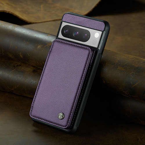 Soft Luxury Leather Snap On Case Cover C02S for Google Pixel 8 Pro 5G Purple