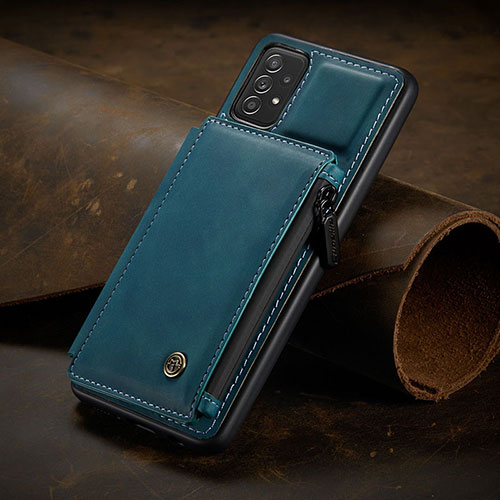 Soft Luxury Leather Snap On Case Cover C02S for Samsung Galaxy A52 4G Blue