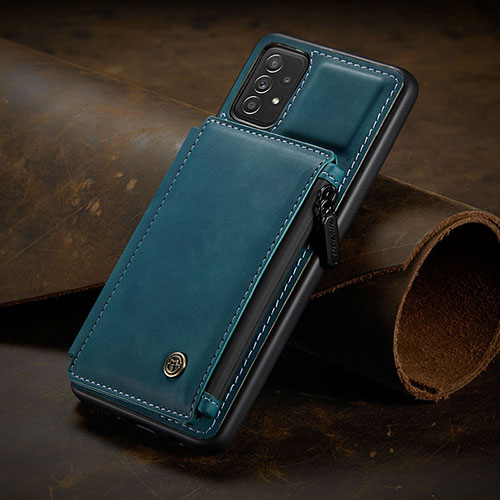 Soft Luxury Leather Snap On Case Cover C02S for Samsung Galaxy A52 5G Blue