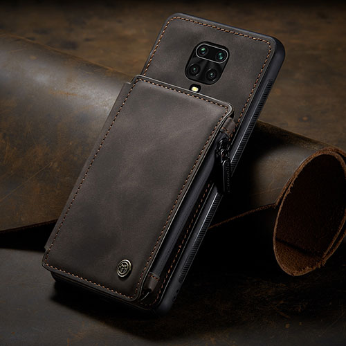 Soft Luxury Leather Snap On Case Cover C02S for Xiaomi Redmi Note 9 Pro Max Brown