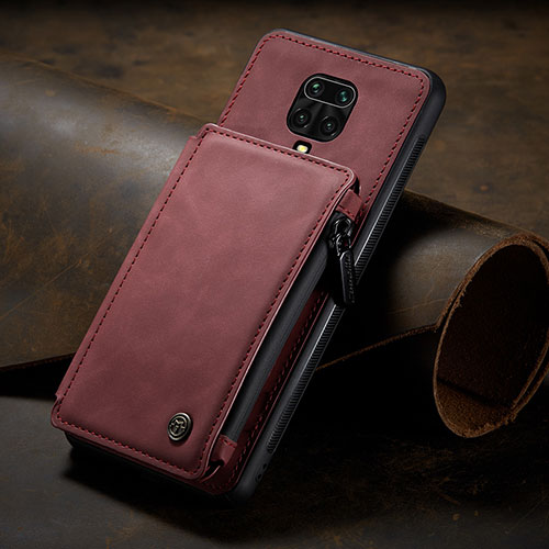 Soft Luxury Leather Snap On Case Cover C02S for Xiaomi Redmi Note 9S Red