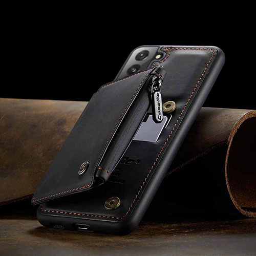 Soft Luxury Leather Snap On Case Cover C03S for Samsung Galaxy S21 Plus 5G Black