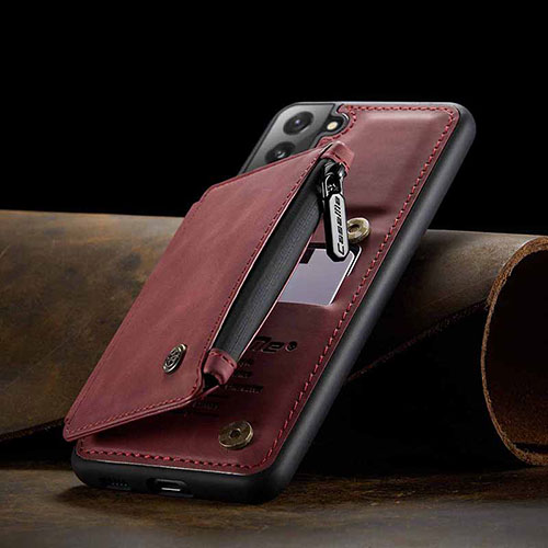 Soft Luxury Leather Snap On Case Cover C03S for Samsung Galaxy S21 Plus 5G Red