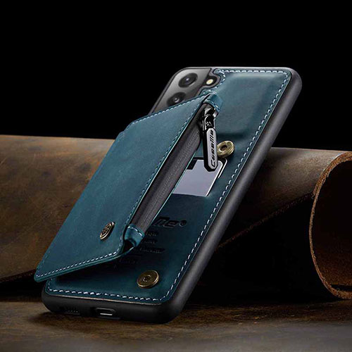 Soft Luxury Leather Snap On Case Cover C03S for Samsung Galaxy S22 Plus 5G Blue