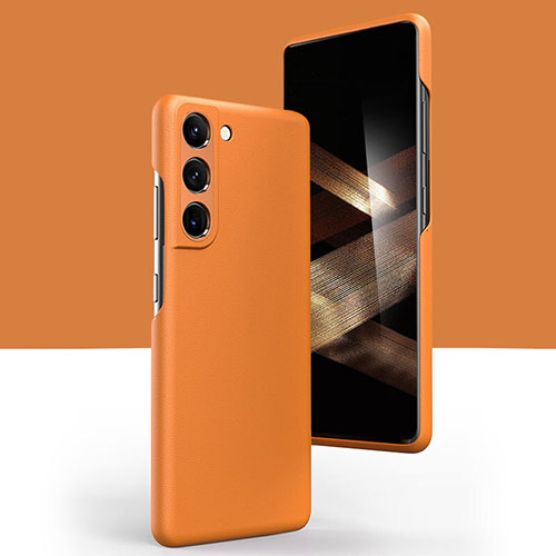 Soft Luxury Leather Snap On Case Cover C04 for Samsung Galaxy S25 Plus 5G Orange