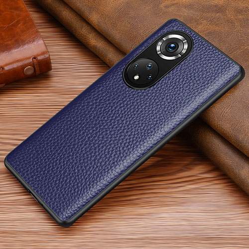 Soft Luxury Leather Snap On Case Cover DL1 for Huawei Honor 50 5G Blue