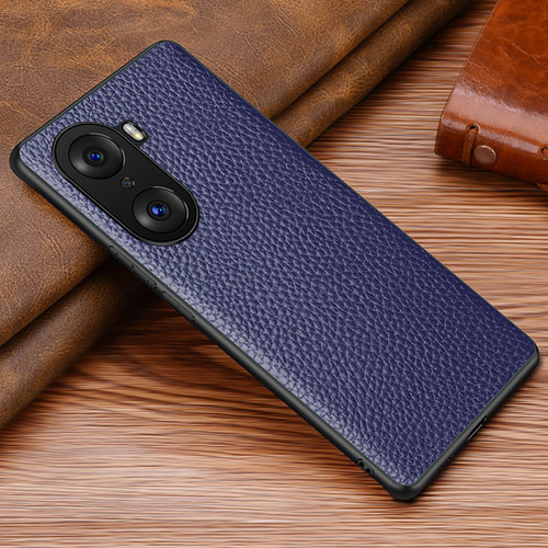 Soft Luxury Leather Snap On Case Cover DL1 for Huawei Honor 60 Pro 5G Blue