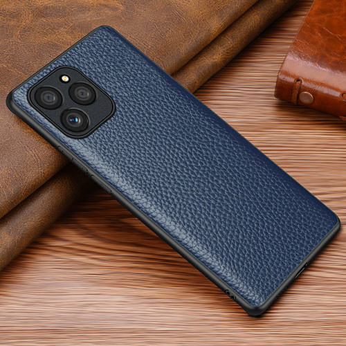 Soft Luxury Leather Snap On Case Cover DL1 for Huawei Honor 60 SE 5G Blue