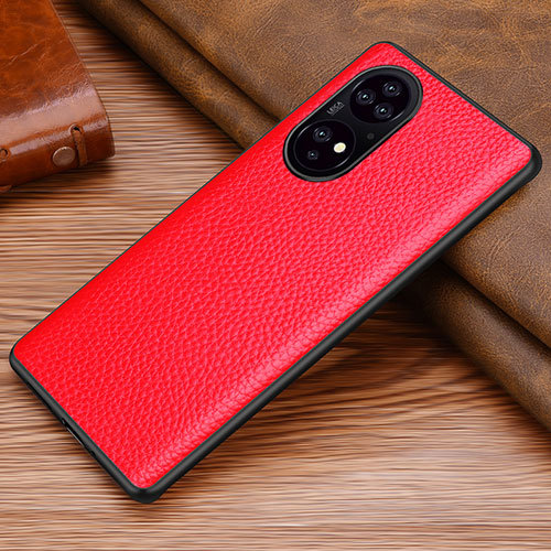 Soft Luxury Leather Snap On Case Cover DL1 for Huawei P50e Red