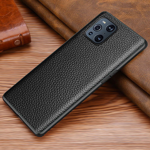 Soft Luxury Leather Snap On Case Cover DL1 for Oppo Find X3 5G Black