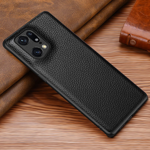 Soft Luxury Leather Snap On Case Cover DL1 for Oppo Find X5 Pro 5G Black