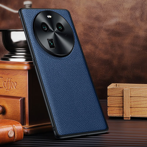 Soft Luxury Leather Snap On Case Cover DL1 for Oppo Find X6 5G Blue