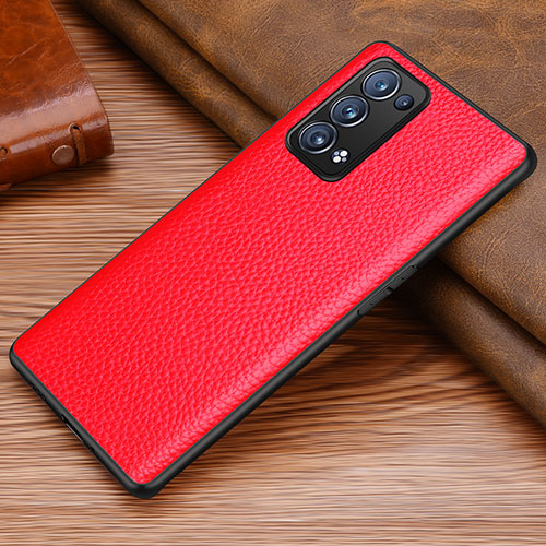 Soft Luxury Leather Snap On Case Cover DL1 for Oppo Reno6 Pro 5G Red