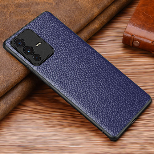 Soft Luxury Leather Snap On Case Cover DL1 for Vivo V23 Pro 5G Blue