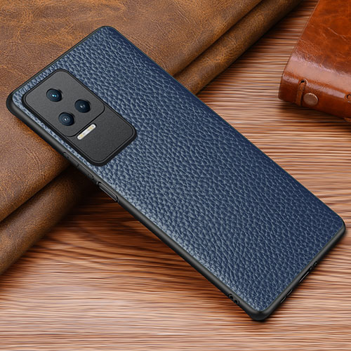 Soft Luxury Leather Snap On Case Cover DL1 for Xiaomi Poco F4 5G Blue