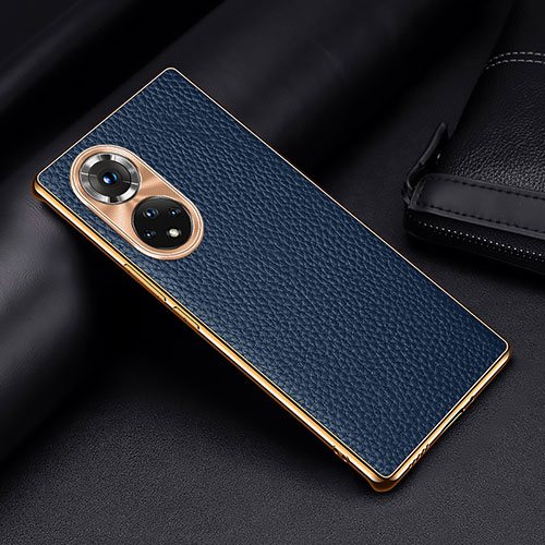 Soft Luxury Leather Snap On Case Cover DL2 for Huawei Honor 50 5G Blue