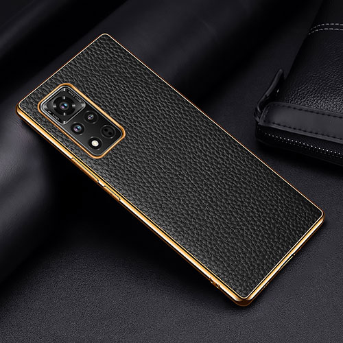 Soft Luxury Leather Snap On Case Cover DL2 for Huawei Honor V40 5G Black