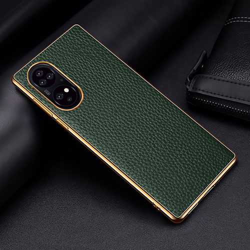 Soft Luxury Leather Snap On Case Cover DL2 for Huawei P50e Green