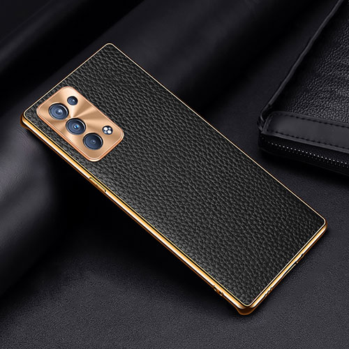 Soft Luxury Leather Snap On Case Cover DL2 for Oppo Reno6 Pro 5G Black